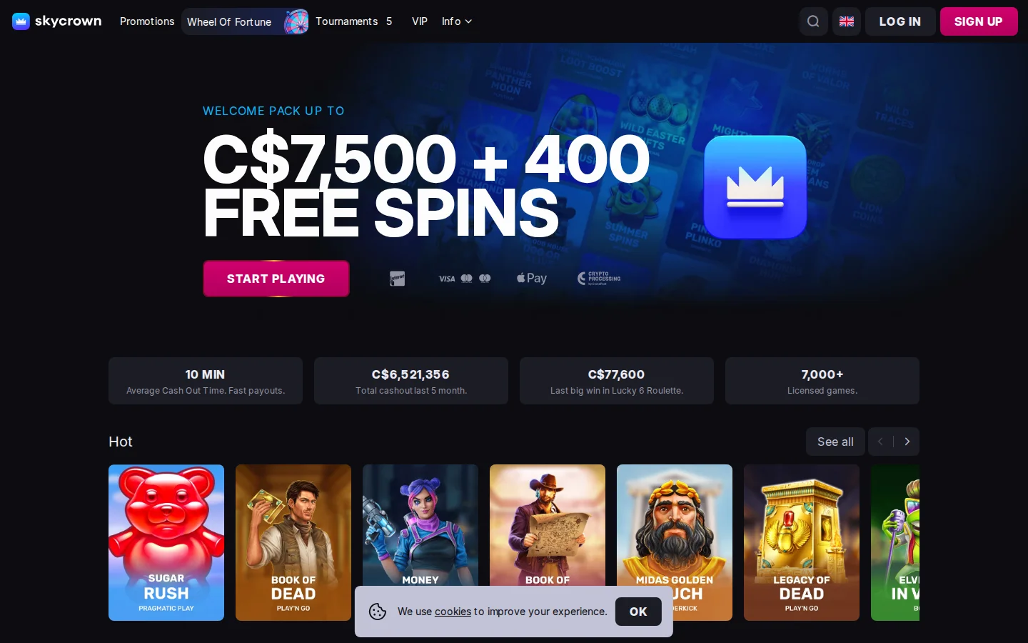 Skycrown desktop view