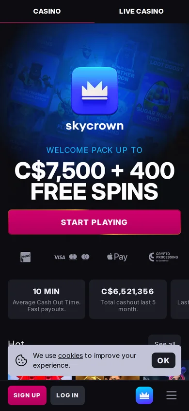 Skycrown mobile view